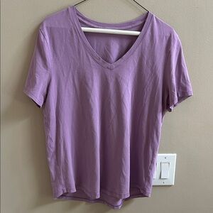 Lululemon Lilac Lavender Short Sleeve V Neck Top